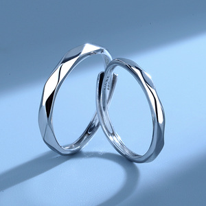 老凤祥云情侣对戒999纯银一对戒指男女足银简约定制原创刻字指环