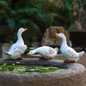 创意鸭子动物摆件假山鱼池造景花园庭院盆栽微景观装饰水景工艺品
