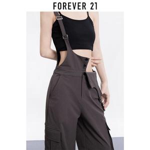 Forever 21女夏季直筒阔腿欧美ins连体裤美式街头速干工装背带裤