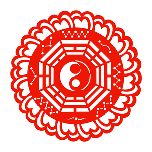 先天后天伏羲八卦图剪纸贴太极阴阳玻璃贴纸窗花v植绒布贴画道教