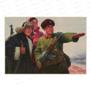 年画怀旧文革宣传画大跃进生产队红色复古牛皮纸海报酒吧客厅装饰