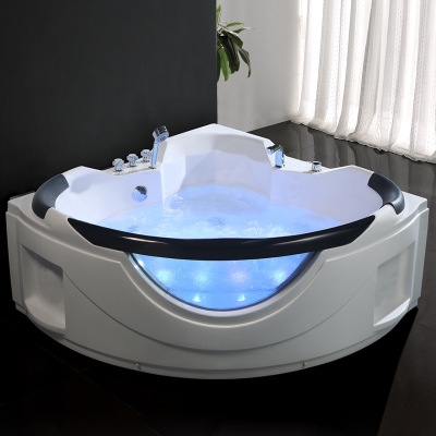 双人扇形情侣按摩浴缸冲浪靠墙浴h盆家用大尺寸1.55米浴室泡池浴