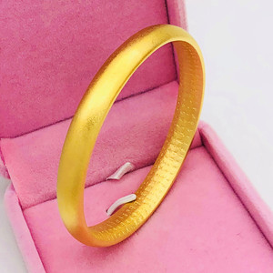 周大福焕美古法传承心经经文手镯女越南沙金镀金假黄金实心素圈哑