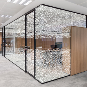 海浪花纹办公室玻璃贴膜定制服装酒店波浪防撞玻璃门透明静电贴纸