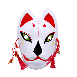 全脸可爱日式狐狸手工手绘面具cos装扮彩绘塑料表演舞会男女面
