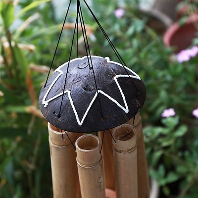 竹制品竹筒挂饰风铃特色阳v台门饰环保创意新鲜竹子风铃竹挂饰