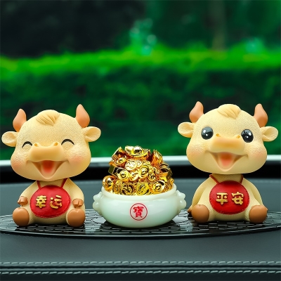 紫珠承运牛事顺利琉p璃摆件小牛祝福牛宝宝本命年客厅汽车内吉祥