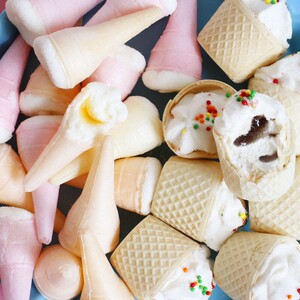 蛋筒冰淇淋状棉花糖包邮雪糕杯脆皮夹心棉花糖雪丽糍儿童零食糖果