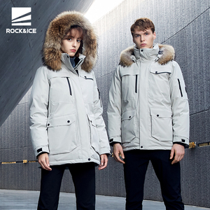 rockice加厚户外羽绒服男工装风大鹅绒服中长款防寒羽绒衣服外套