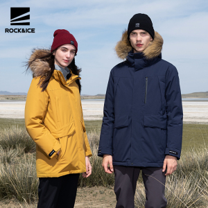 rockice工装加厚羽绒服外套女冬中长款防风保暖户外登山派克服男