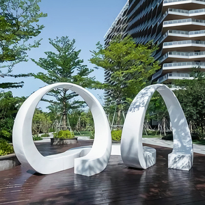 檀络优大型玻璃钢座椅圆形拱门创意造型拼接组合户外景观装饰椅子