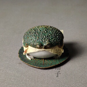 台湾茶具林义杰蟾蜍香炉摆件茶宠手工茶道配件栩栩如生香插