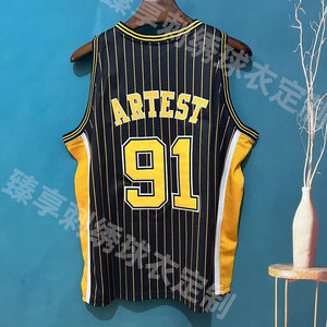 步行者定制阿泰斯特91号刺绣球衣国王93号阿泰篮球服慈世平91号