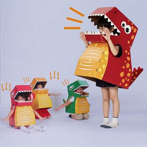 恐龙纸箱可穿diy纸板玩具幼儿园手工制作材料男孩霸王龙装扮衣服