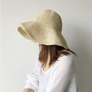 q帽子女帽天手工草编复古个性纯色f平针渔针草夏遮阳盆帽时尚勾夫