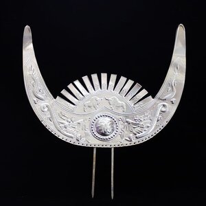 网红款贵州凯里苗族传统苗银头z饰套件牛角头饰套装短流苏苗族舞