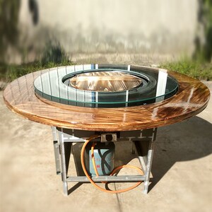 地锅鸡农家乐煤气铁锅炖灶台x户外饭店大锅台鱼桌面燃气饭店商用