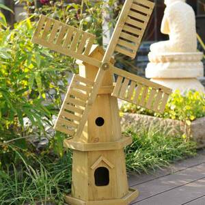 风车花架室内外阳台木质客厅实木落地式欧式田园造景装饰拍摄道具