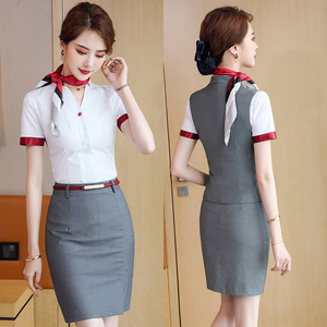 美容师工作服职业衬衫马甲套装女维也纳酒店前台接待工装客服工衣