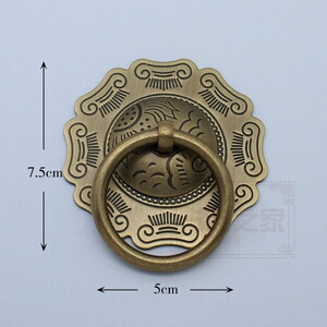 新品纯铜门环拉手大门刻花z铜拉环八卦图案无缝铜环精品拉手