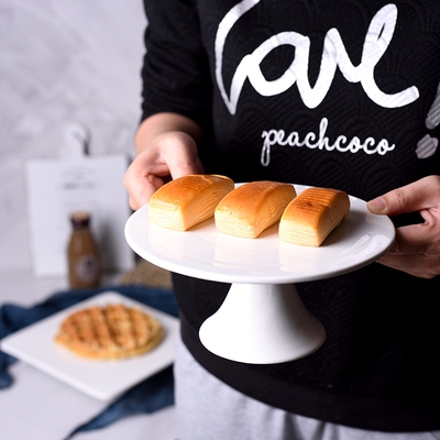 欧式陶瓷高脚圆形蛋糕托盘水果盘西点心盘甜品台展示架正方试吃盘