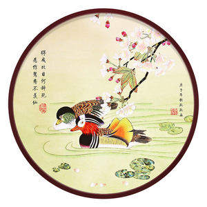 新款鸳鸯戏水画结婚礼物夫妻恩爱鸳鸯戏水荷花图卧室床头挂画新婚