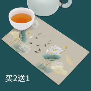 茶巾桌布高档茶台小号毛巾中式禅意茶具配件吸水茶席长条功夫茶布