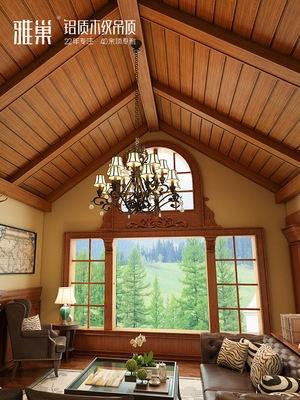 集成扣乡村雅巢阳台吊顶板天花板厨房木纹u美式扣铝卫生间客厅定