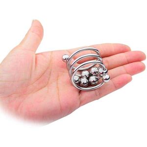 新款金属锁精环带珠子钢珠活动滑动入珠球套环做爱用男用性辅助用