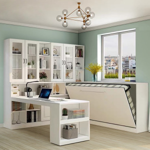 000人付款淘宝折叠床柜一体墙壁式折叠床书桌书柜一体多功能隐形床