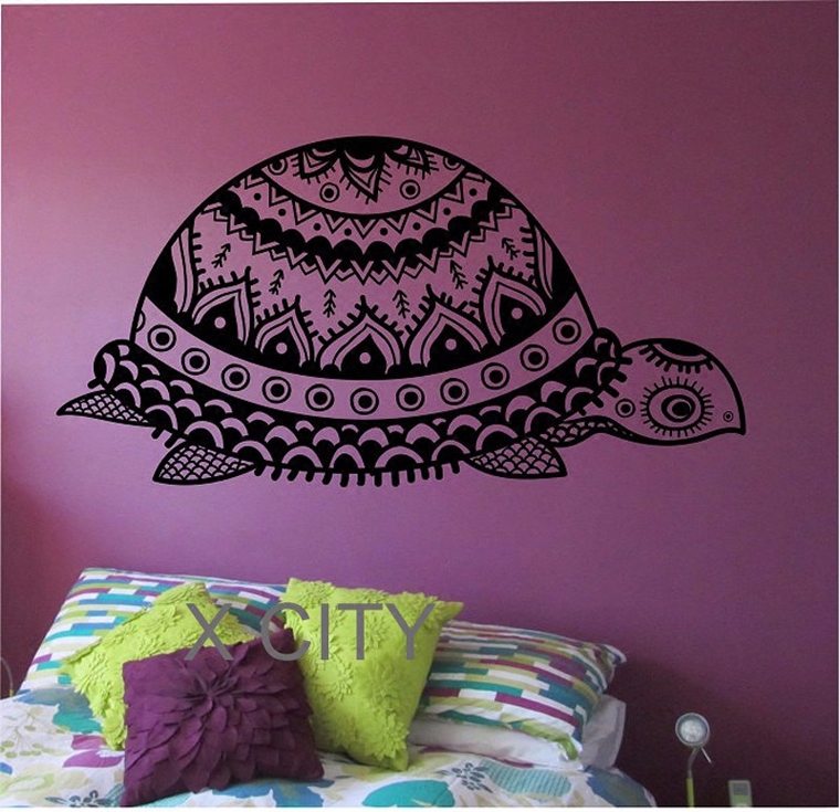 可爱卡通乌龟贴画陆龟turtle儿童房背景墙装饰画动物园装饰墙贴