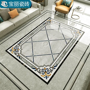 客厅瓷砖拼花灰色大厅地花地板砖拼图入户玄关图案通体大理石地