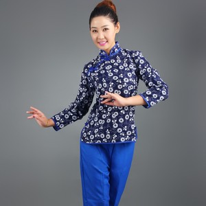 农村衣服花布村姑女民国风盘扣上衣复古女装采茶舞演出服装成人