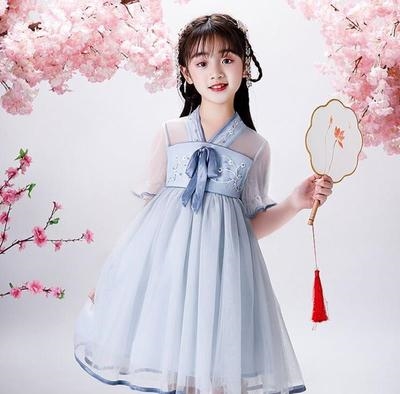 汉服女童夏装短袖中国风宋朝超仙公主小女孩古装小学上衣锦鲤清代