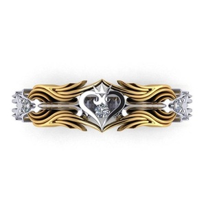 polysutt畅销国王之心戒指王冠双色戒指指环时尚订婚结婚气质朋友