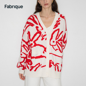 Fabrique 正反两穿兔子派对针织开衫2022新年限定兔年红毛衣