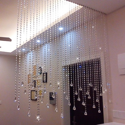 客i厅珠帘门帘帘帘子家装饰隔断珠串.过道门遮挡卧室水晶网白色