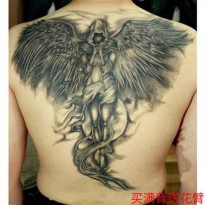 六刺青翅膀后背背持久防水天q使满恶魔贴纹身纹身男女天使翼