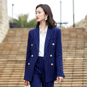 高端条纹西装套装女2022新款春干练大气高级感西服外套经典工作服