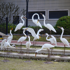 水池水景白鹭雕塑户外仿真水鸟摆件景观园林仙鹤装饰白鹤模型庭院
