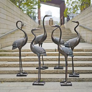 仿铜防青铜仙鹤雕塑售楼部庭院摆件园林景观水池中式大型装饰模型