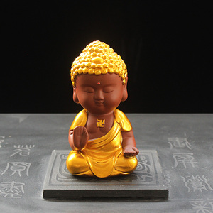 紫砂小如来汽车车载摆件家居装饰品禅意佛像茶宠摆件弥乐佛哈哈佛