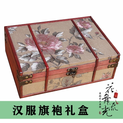 装汉服的盒子仿刺绣古风木质旗袍团扇包装盒首饰盒围巾礼盒收纳盒