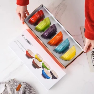法国酷彩碗le creuset12cm马卡龙彩虹碗六件套珐琅彩可爱陶瓷饭碗