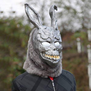 恐怖鬼兔面具万圣节搞怪cos派对佛兰克兔子头套密室鬼屋装扮道具