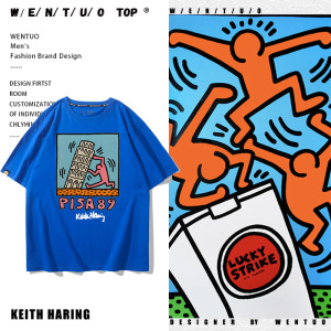 keith haring联名凯斯哈林短袖t男恤情侣装设计感ins超火班服半袖