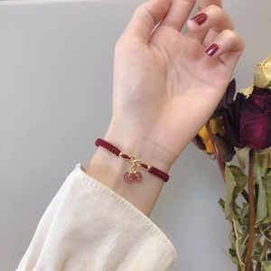时尚手绳编织手链女2021年新款潮小众设计感网红气质闺蜜手饰三人