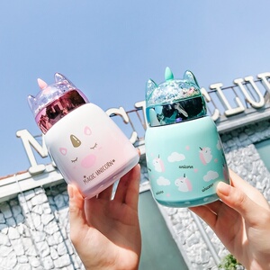 740人付款淘宝独角兽保温杯可爱带杯套吸管少女小仙女水杯学生简约网
