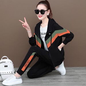 阿迪达斯运动套装女春秋季2021新款时尚减龄休闲服名牌宽松连帽卫