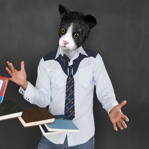 pet head mask 黑猫乳胶头套面具猫头喵星人大脸猫舞会表演道具